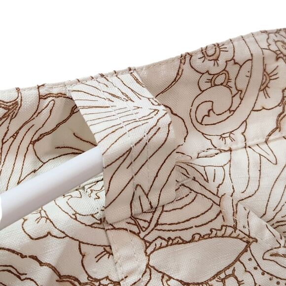 Eddie Bauer‎ Floral Skirt Cotton Linen Blend 12P A-Line Flare Hem Cream Brown - Picture 14 of 15